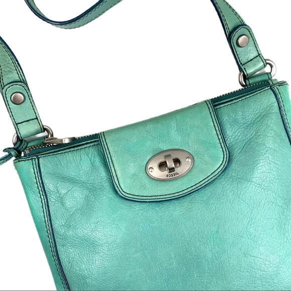 FOSSIL Marlow Mint Leather Crossbody Shoulder Bah - Picture 5 of 13